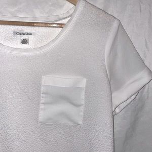 CALVIN KLIEN Front Pocket Detailed White Blouse Small